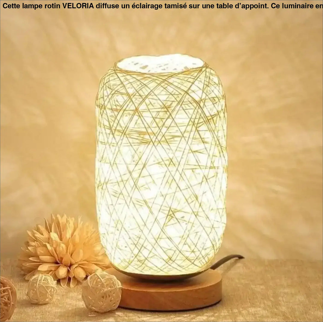 Lampe Rotin A Poser En Rotin Tressé Et Bois