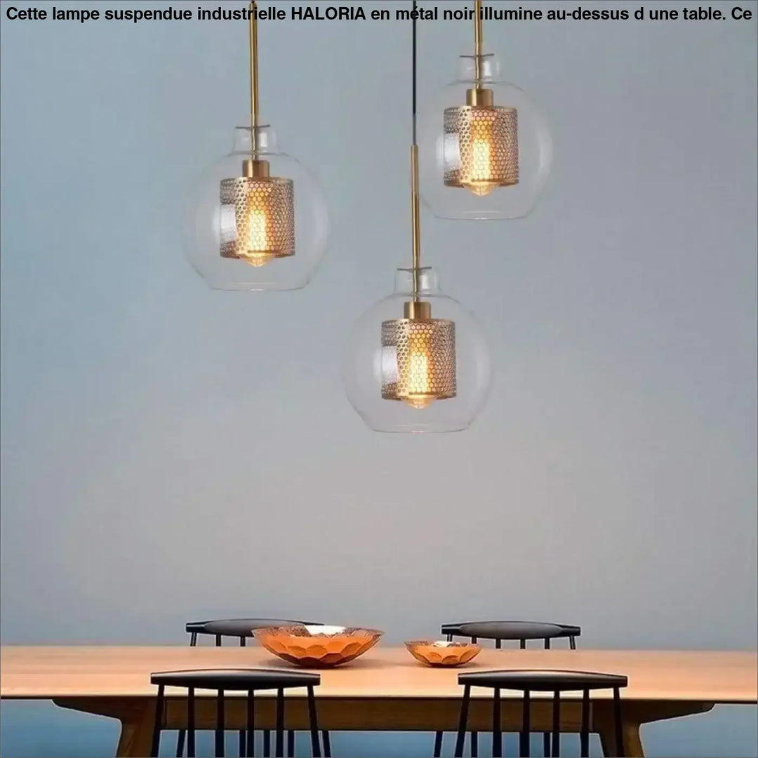 Lampe Suspendue Industrielle avec Grille en Verre