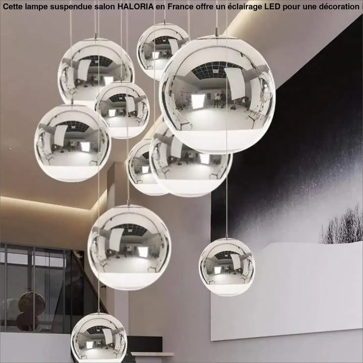 Lampe Suspendue Salon Sphérique Chromée