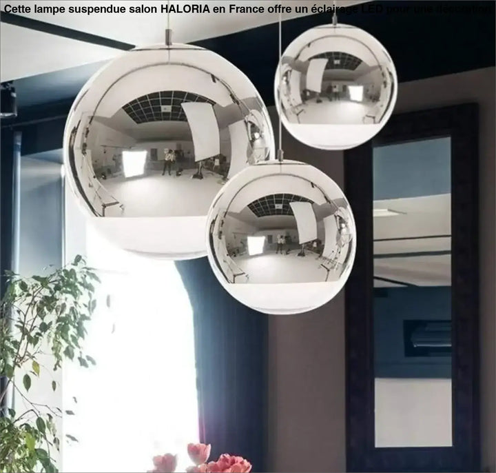 Lampe Suspendue Salon Sphérique Chromée