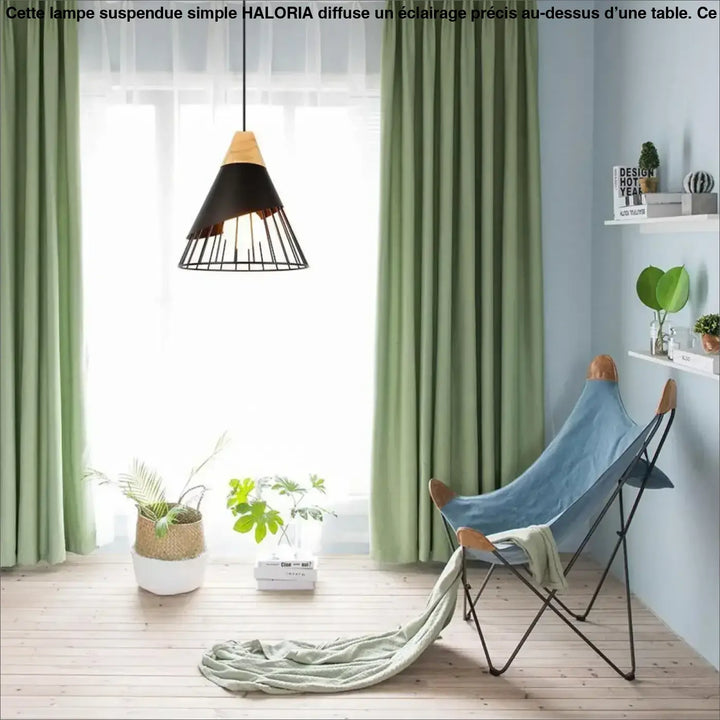 Lampe Suspendue Simple Cage Ajourée en Bois