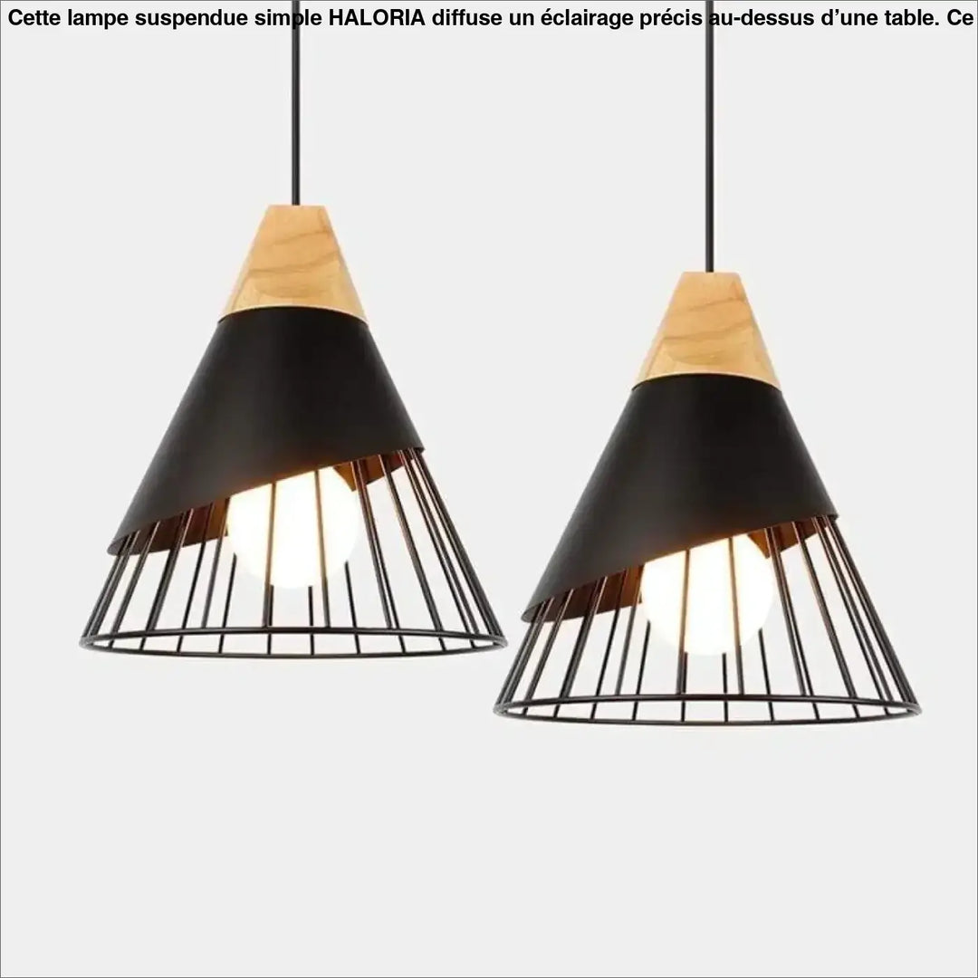 Lampe Suspendue Simple Cage Ajourée en Bois