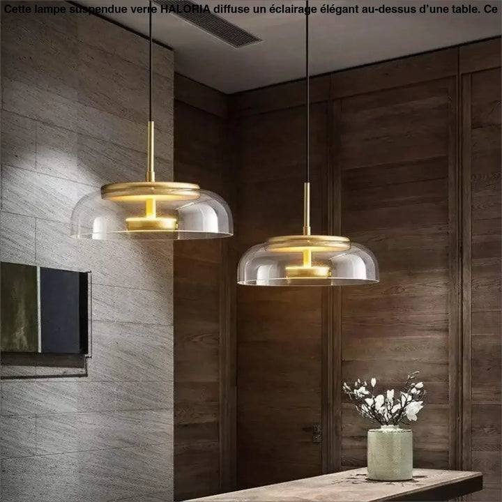 Lampe Suspendue Verre Élégante avec Disque Raffiné