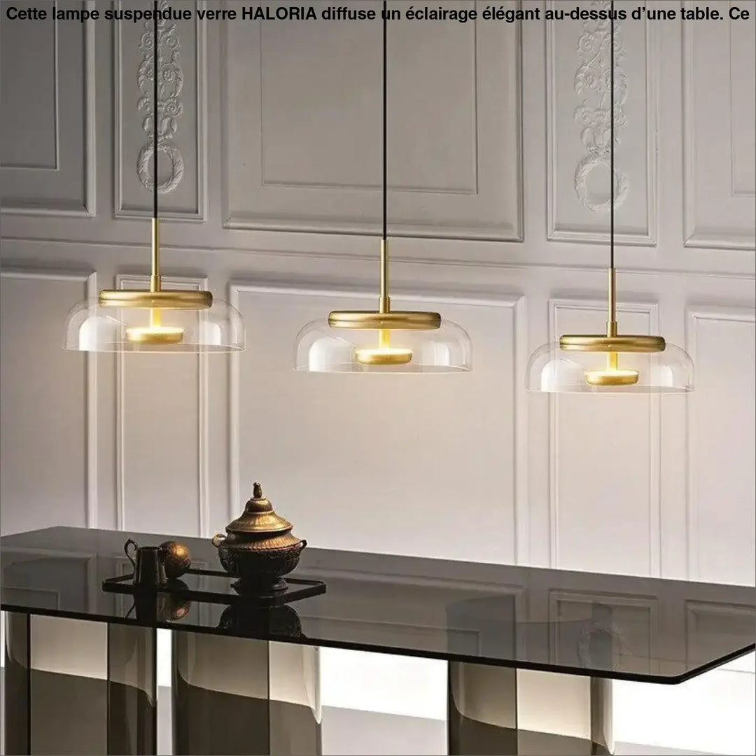 Lampe Suspendue Verre Élégante avec Disque Raffiné