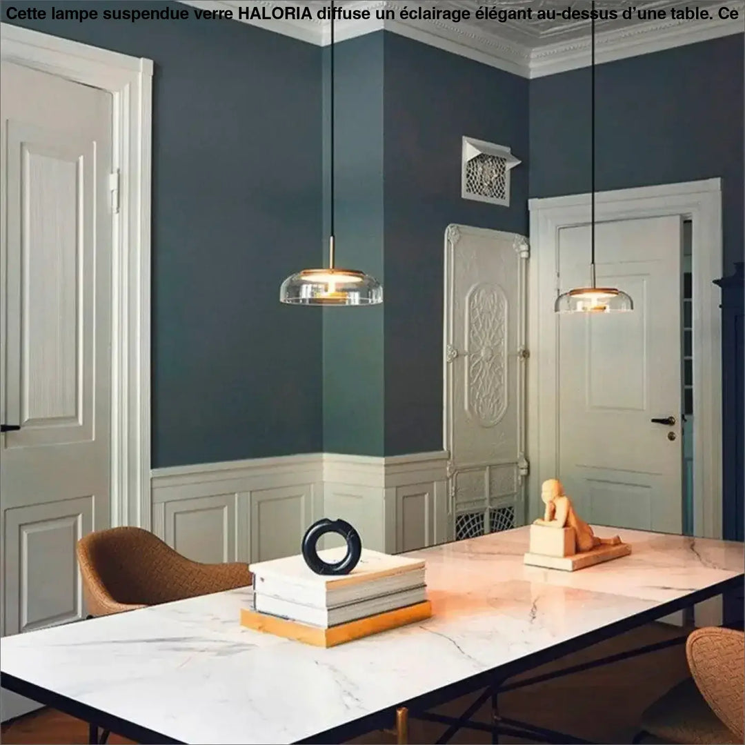 Lampe Suspendue Verre Élégante avec Disque Raffiné