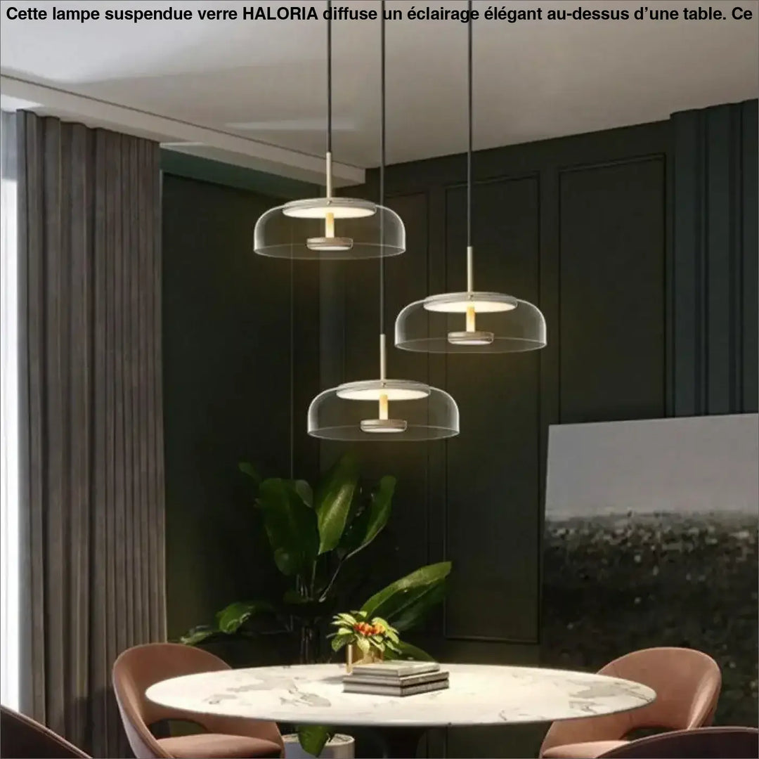 Lampe Suspendue Verre Élégante avec Disque Raffiné