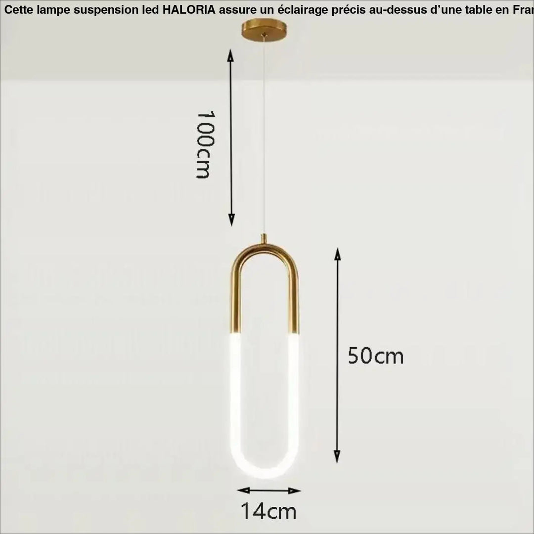 Lampe suspension led haloria en forme de u ton or avec bande led blanche moderne et élégante