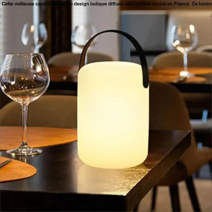 Lampe de table lumina led cylindrique blanche avec poignée noire en fil design pour décoration intérieure élégante