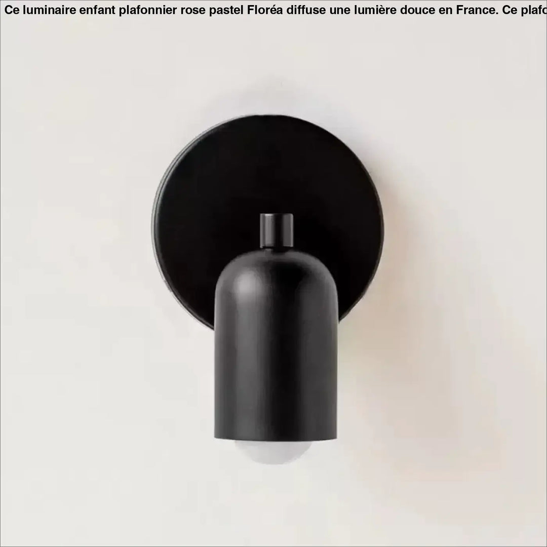 Applique murale noir mat design minimaliste avec abat-jour cylindrique et plaque circulaire corridor suffit d’un éclairage élégant