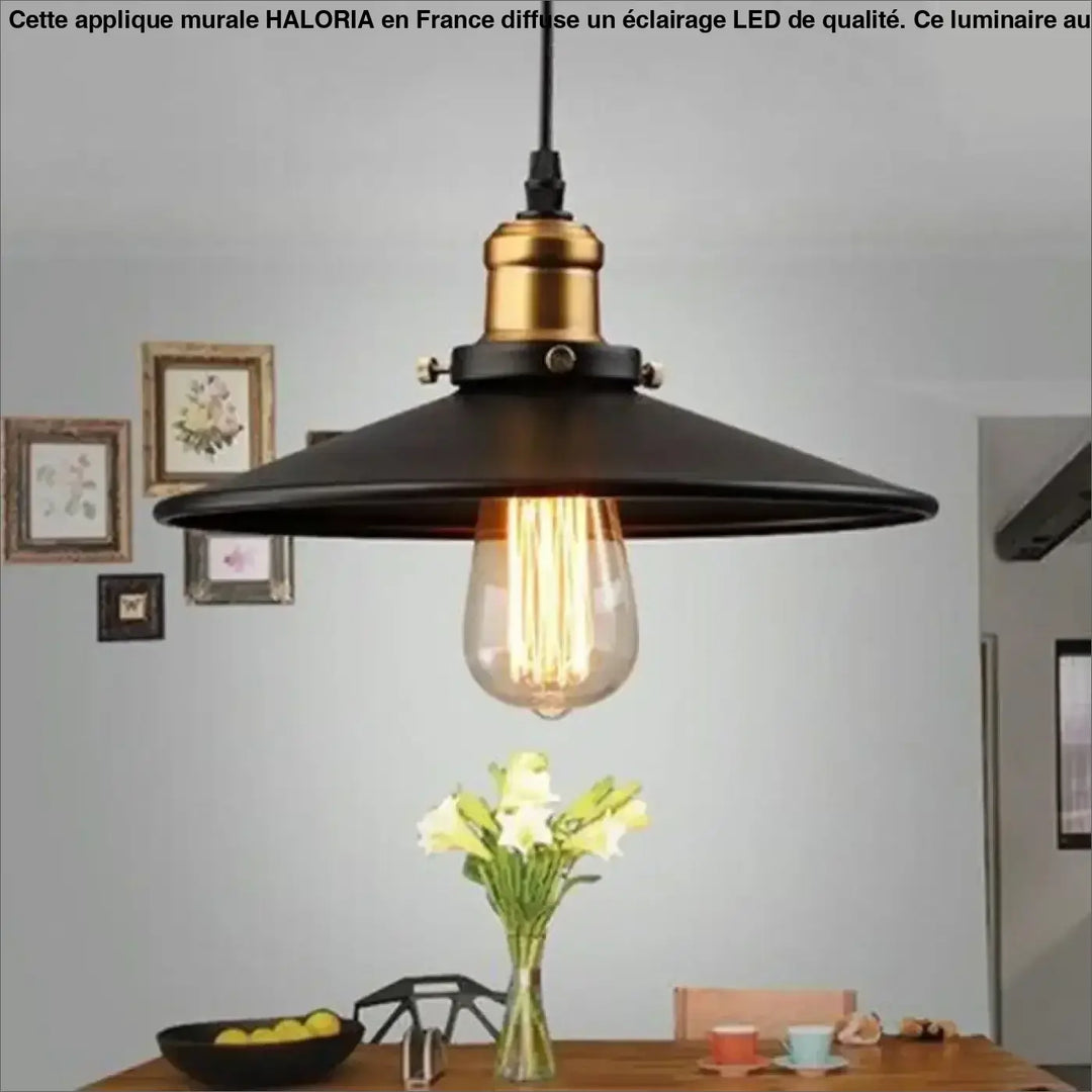 Luminaire extérieur applique murale haloria style industriel en métal noir et laiton avec ampoule edison parfait long d un couloir ou autour d un miroir