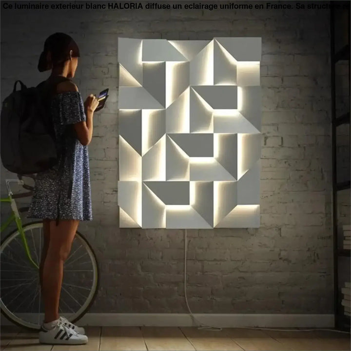 Luminaire Extérieur Blanc Design Géométrique