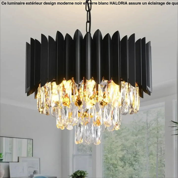 Suspension Moderne Cristal Noir Or Rose Pour Salle À Manger

