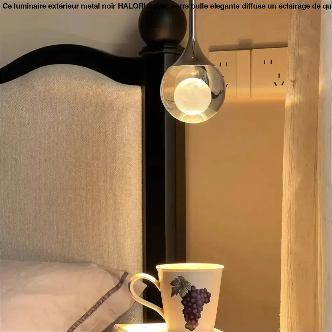 Suspension Moderne LED Goutte Cristal Et Fer Forgé Élégante

