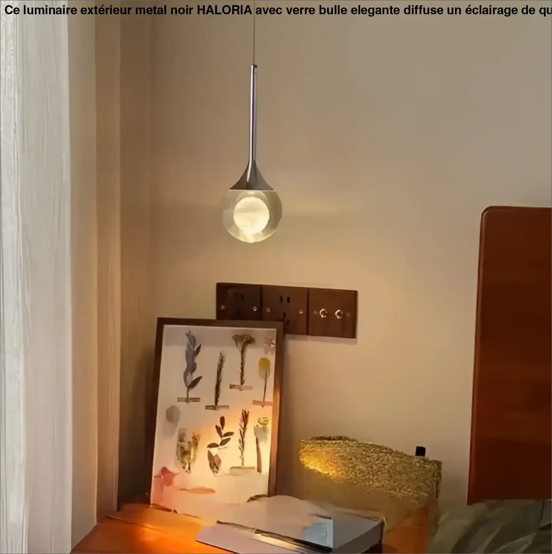 Suspension Moderne LED Goutte Cristal Et Fer Forgé Élégante


