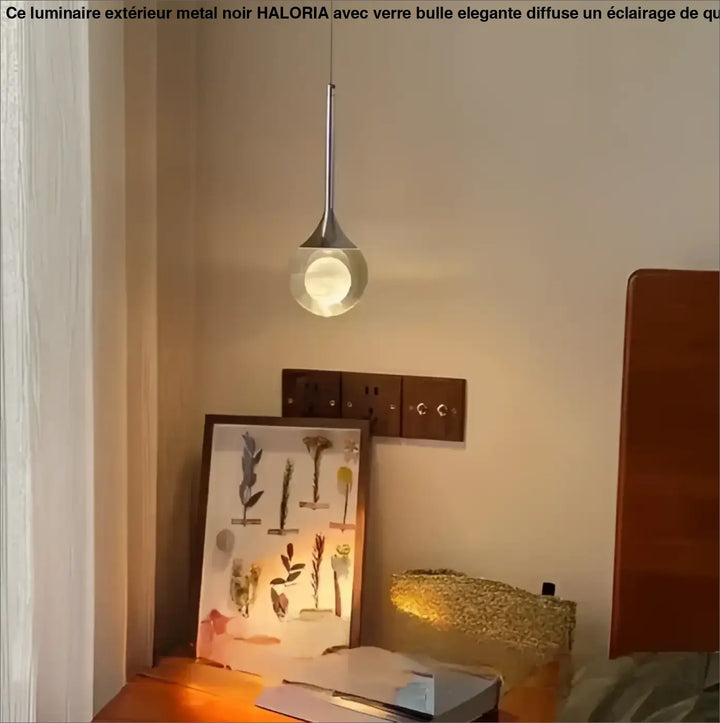 Suspension Moderne LED Goutte Cristal Et Fer Forgé Élégante


