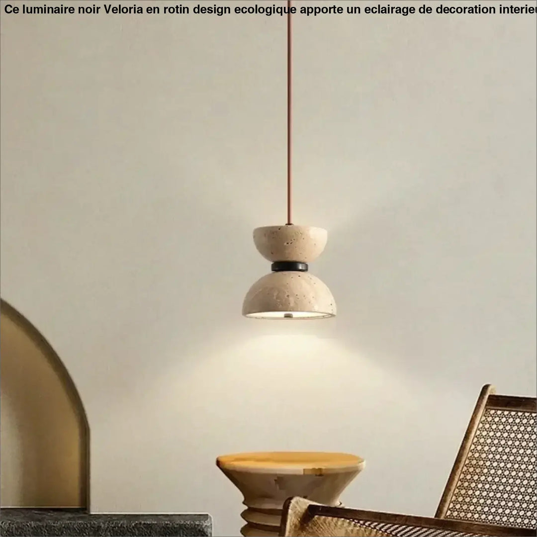 Suspension design en pierre beige luminaire led épuré