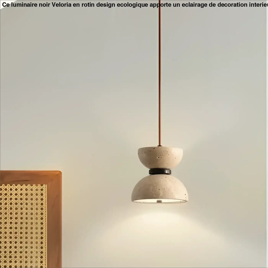 Suspension design en pierre beige luminaire led épuré