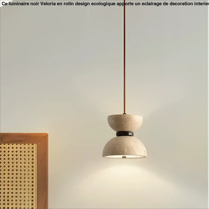 Suspension design en pierre beige luminaire led épuré