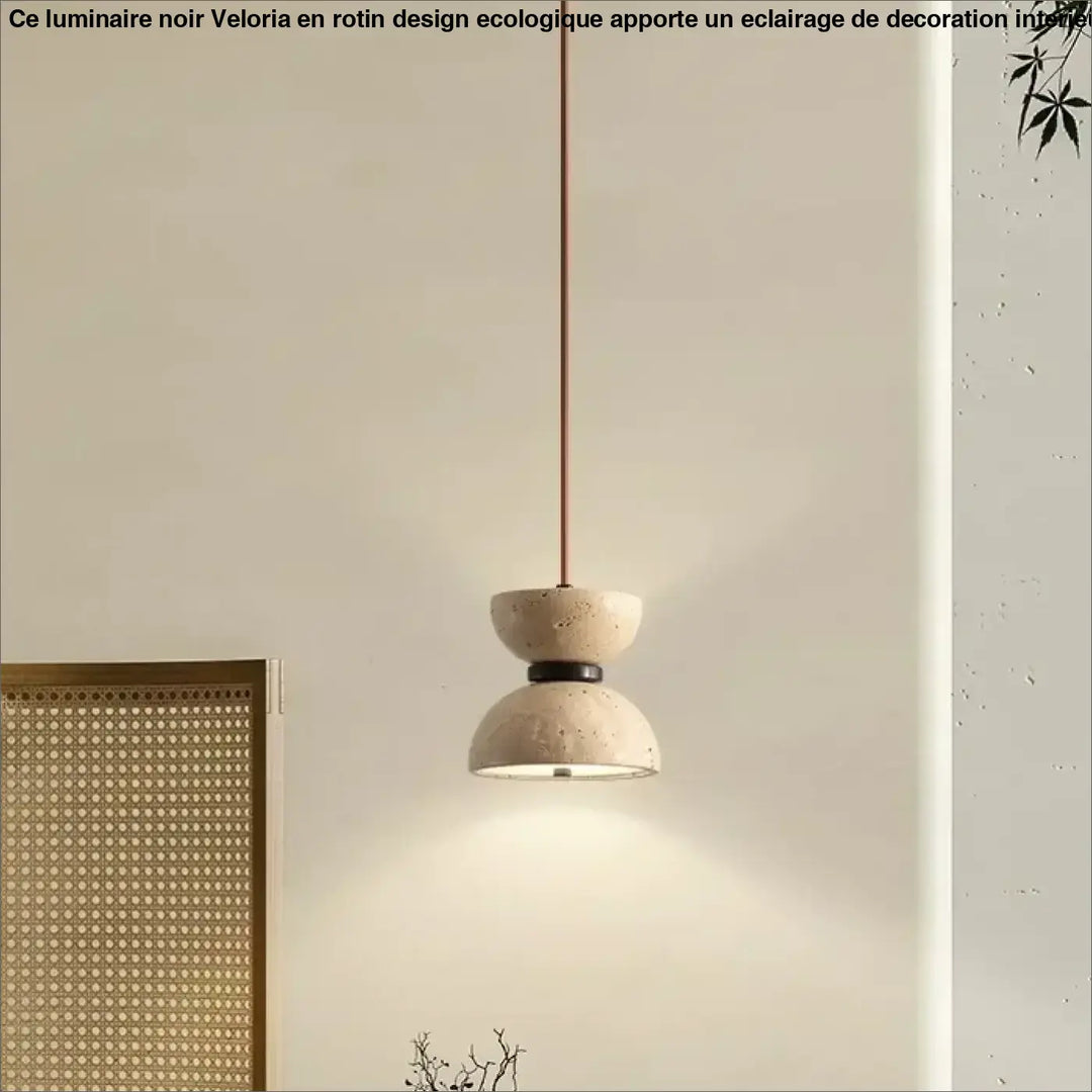 Suspension design en pierre beige luminaire led épuré