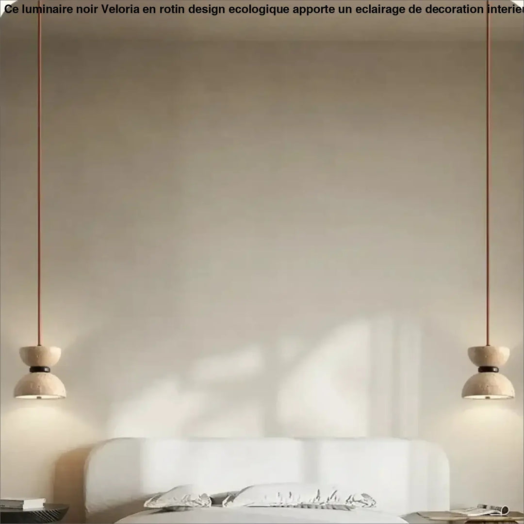 Suspension design en pierre beige luminaire led épuré