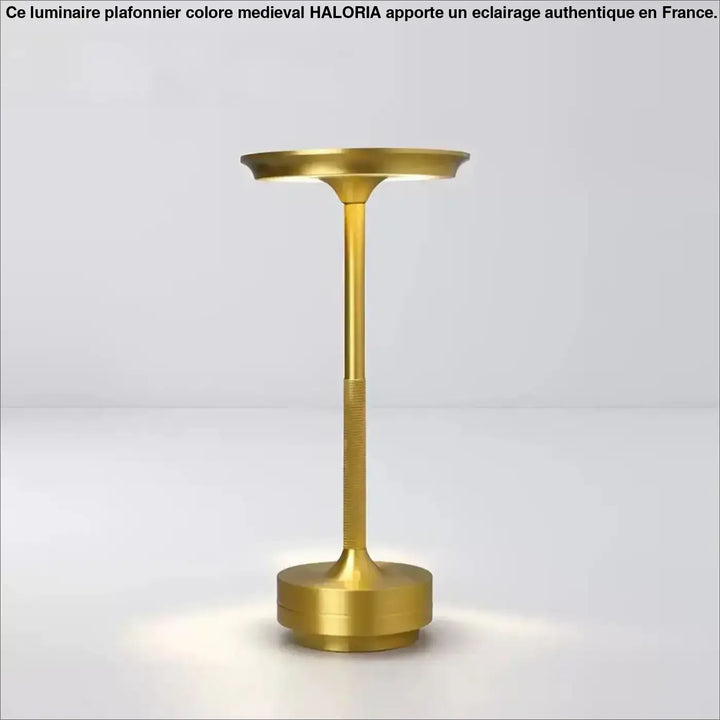 Lampe de table noctis en métal doré avec source de lumière intégrée et méthode de contrôle tactile moderne