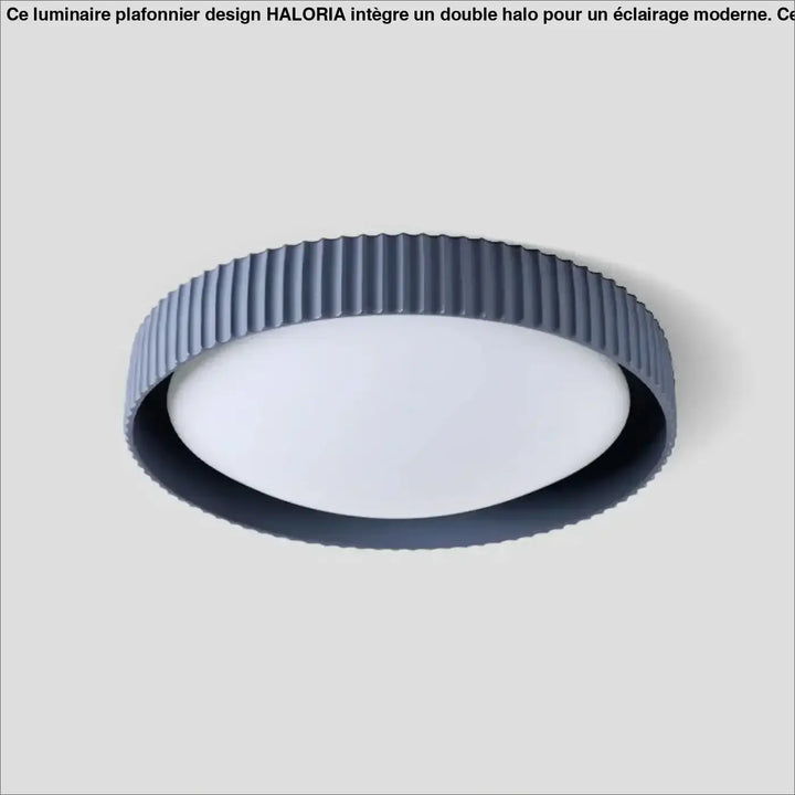Luminaire plafonnier stria avec anneau extérieur gris foncé nervuré et diffuseur blanc lisse design reliefs graphiques