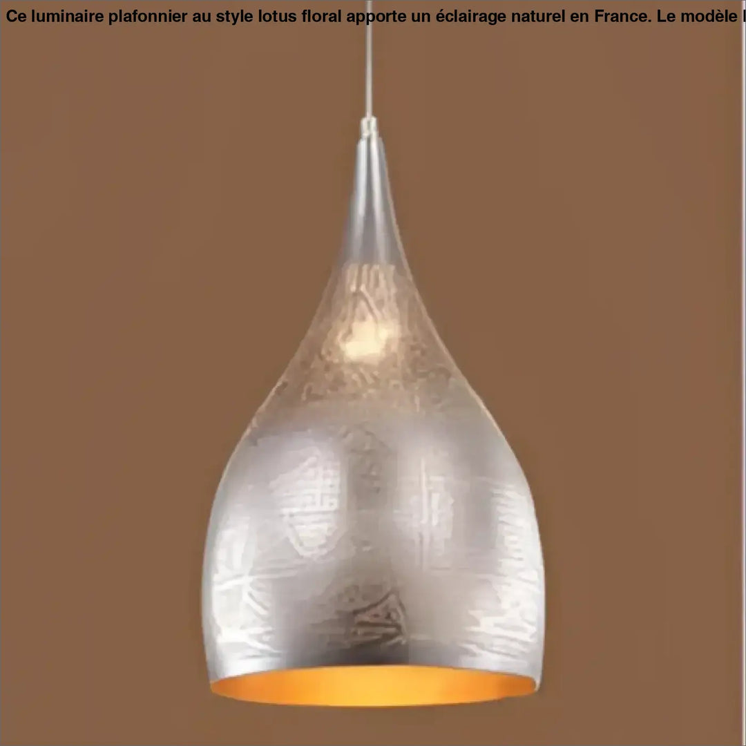 Suspension luminaire sandyha en argent avec motifs embossés et intérieur lumineux chaud style vintage turque