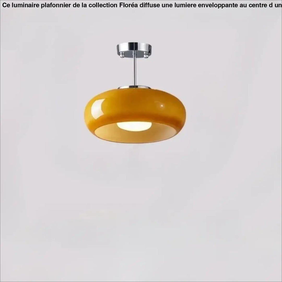 Suspension luminaire melora en verre teinté aux tons ambre avec finition chrome poli
