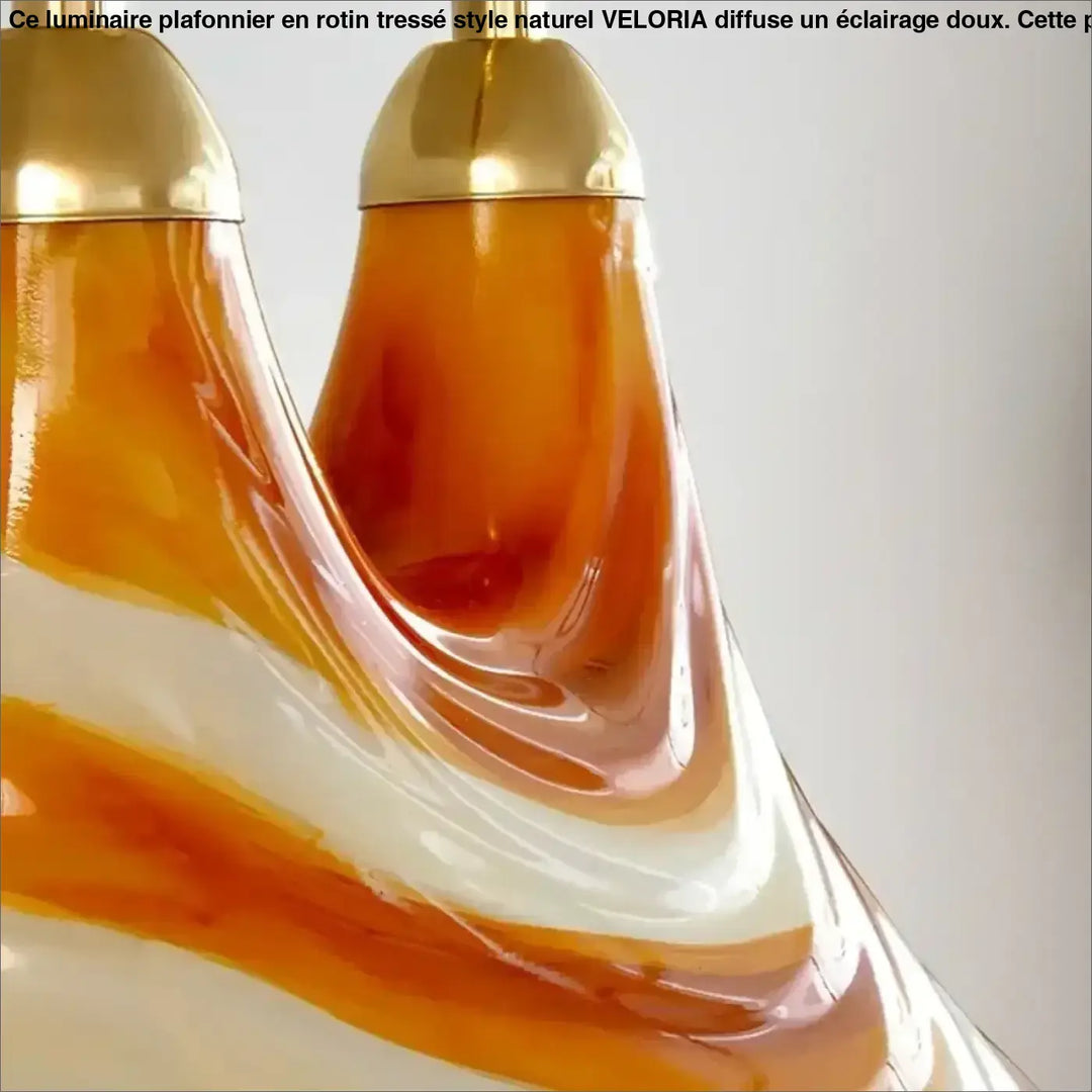 Suspension luminaire contemporain orange et blanc strié moderne