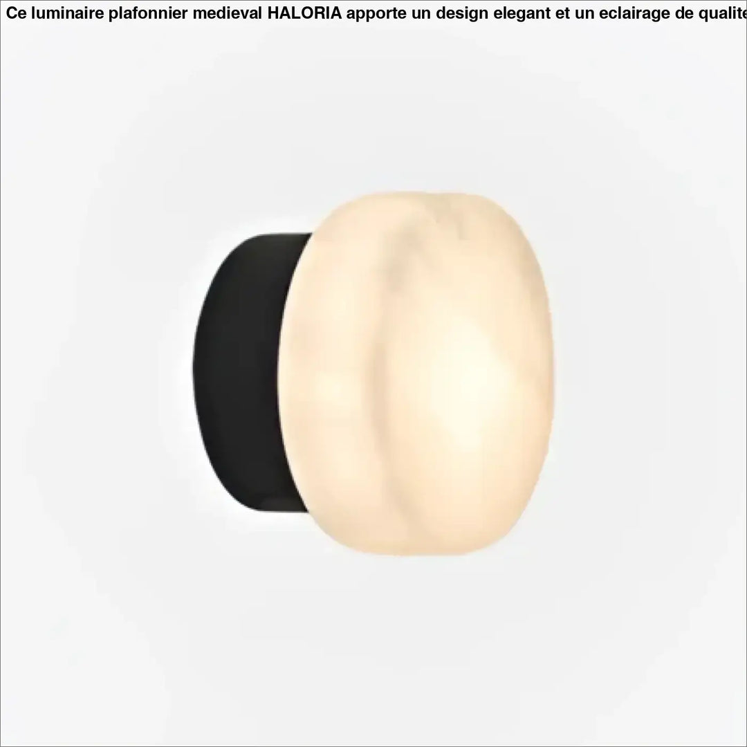 Applique murale laurelled avec bouton en céramique crème et base cylindrique noire mate pour lumière décorative