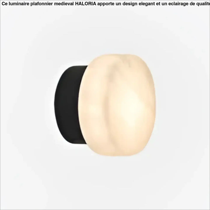 Applique murale laurelled avec bouton en céramique crème et base cylindrique noire mate pour lumière décorative