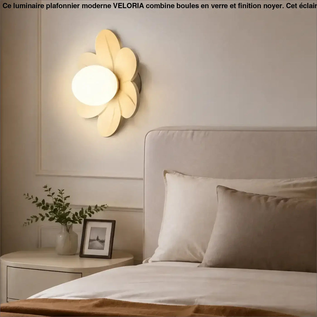 Applique murale antha en forme de fleur avec diffuseur sphérique lumineux doux et effet chaleureux