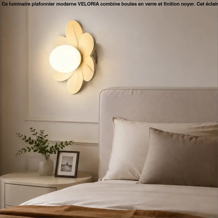 Applique murale antha en forme de fleur avec diffuseur sphérique lumineux doux et effet chaleureux