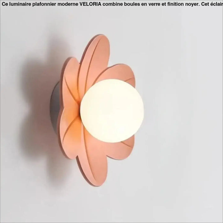 Applique murale antha en cuivre ton floral avec diffuseur sphérique lumineux en verre dépoli
