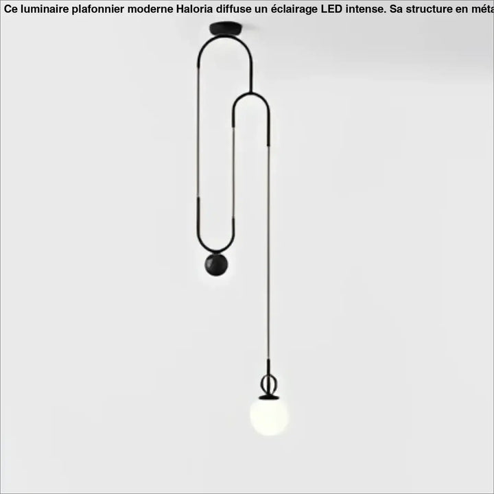Suspension luminaire pendora en métal noir de style trombone avec un globe blanc suspendu pour un luminaire design