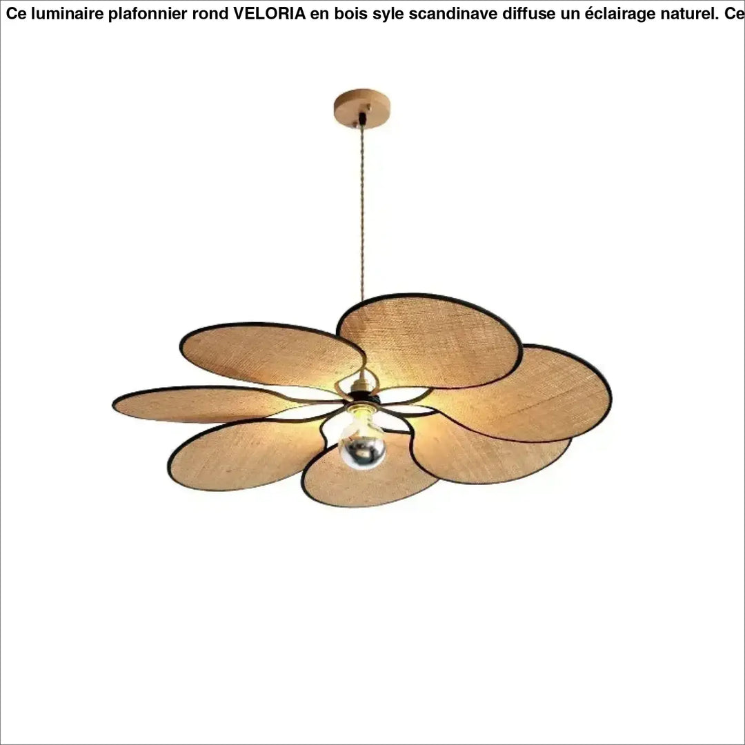 Suspension en paille tressée forme florale style bohème