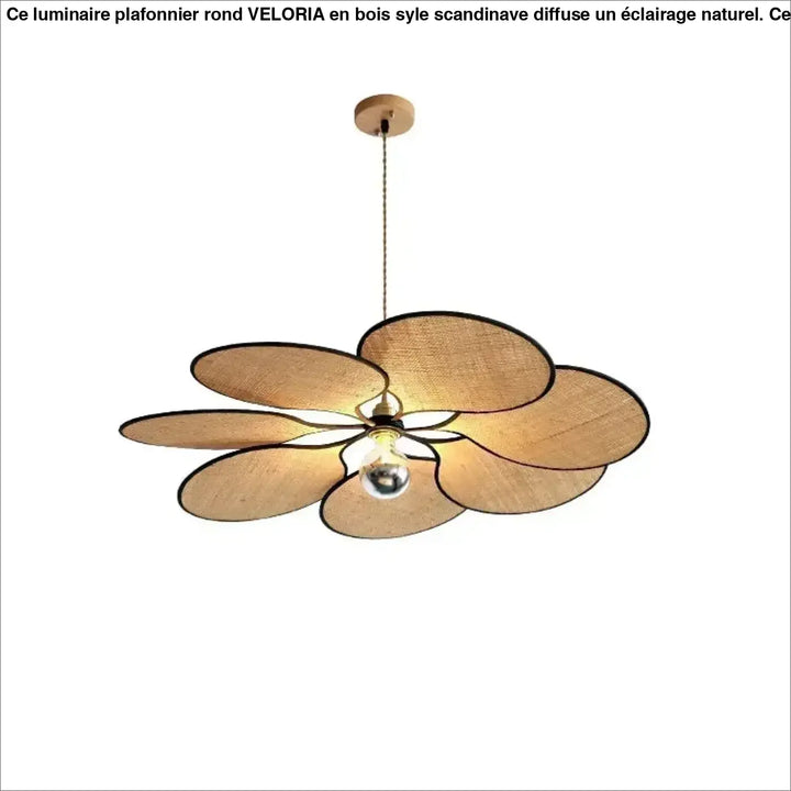 Suspension en paille tressée forme florale style bohème