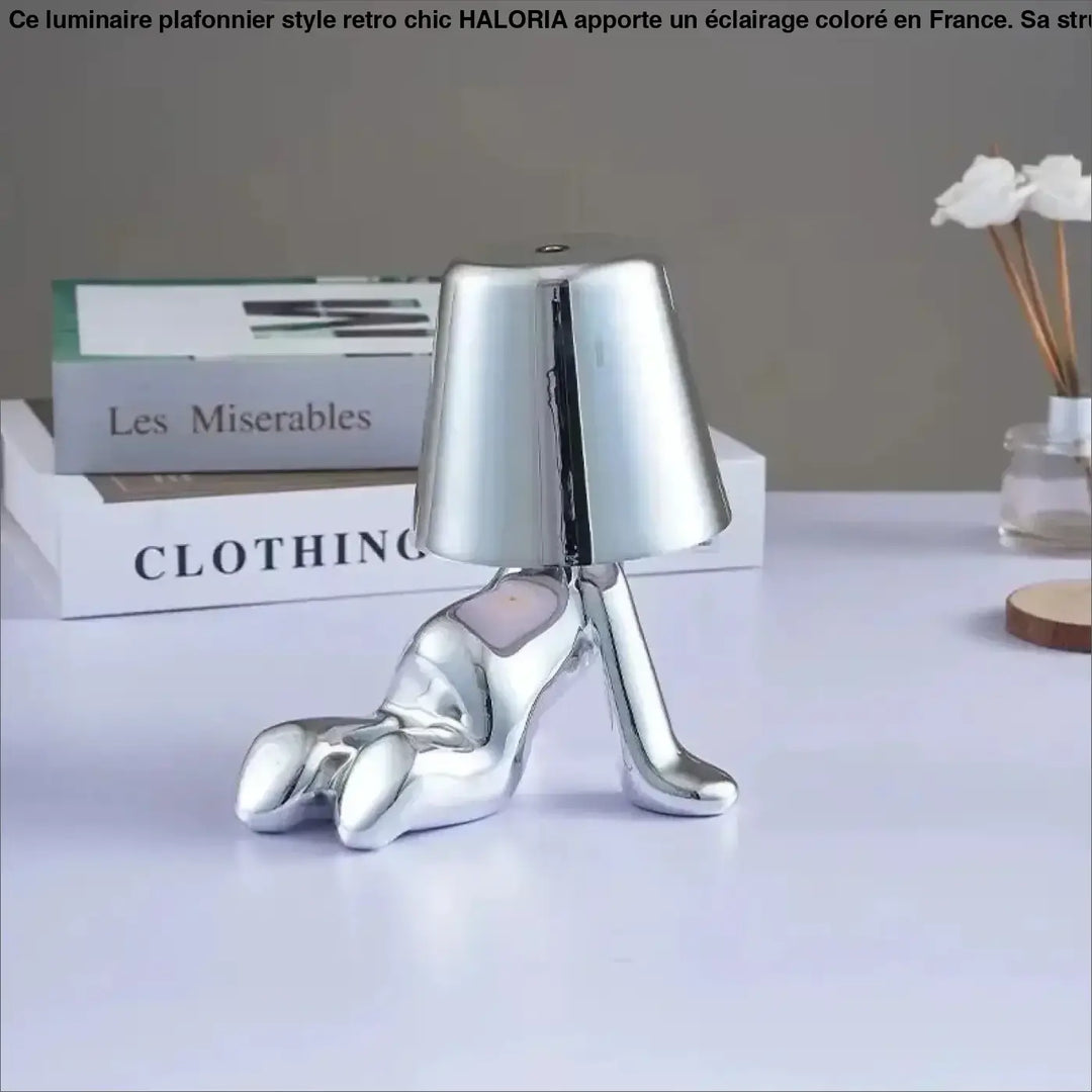 Lampe de chevet buddy effet métallisé en métal argenté brillante forme chaussure à talon pour décoration intérieure décorative