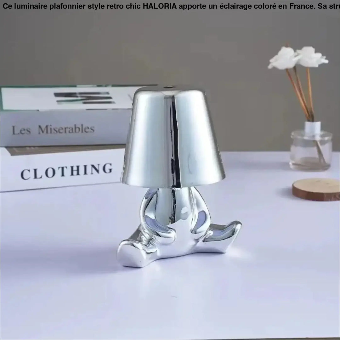 Lampe de chevet buddy en céramique argentée brillante avec effet métallisé pour décoration intérieure et chevet décorative