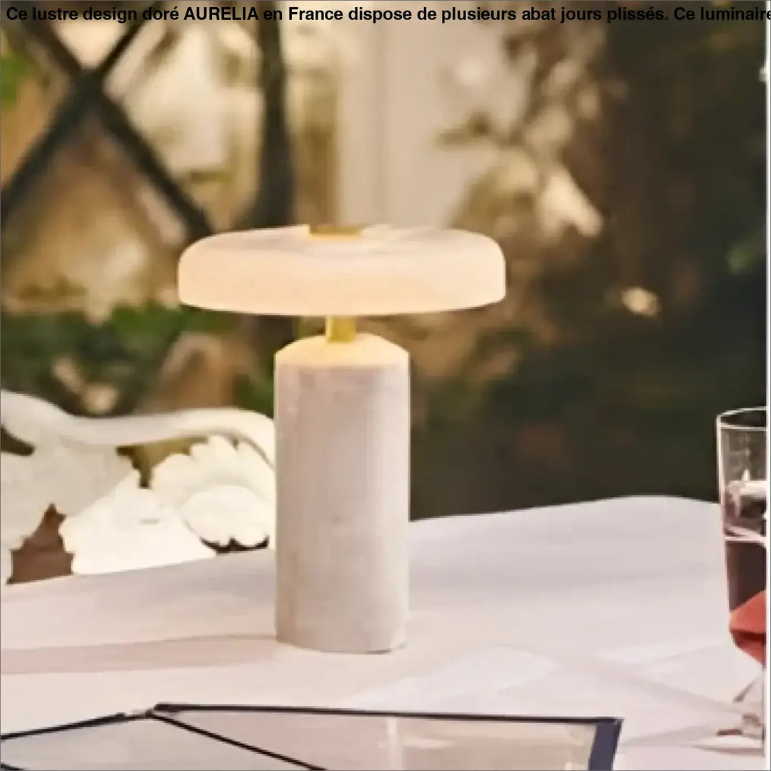 Lampe de chevet aurora en marbre blanc avec design moderne et éclairage d ambiance chaud effet marbre plus qu un luminaire