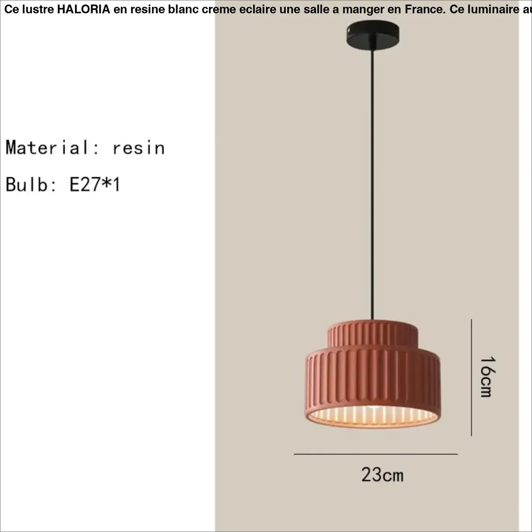 Suspension luminaire crebia en résine terracotta avec design cannelé en étages et cordon de suspension noir