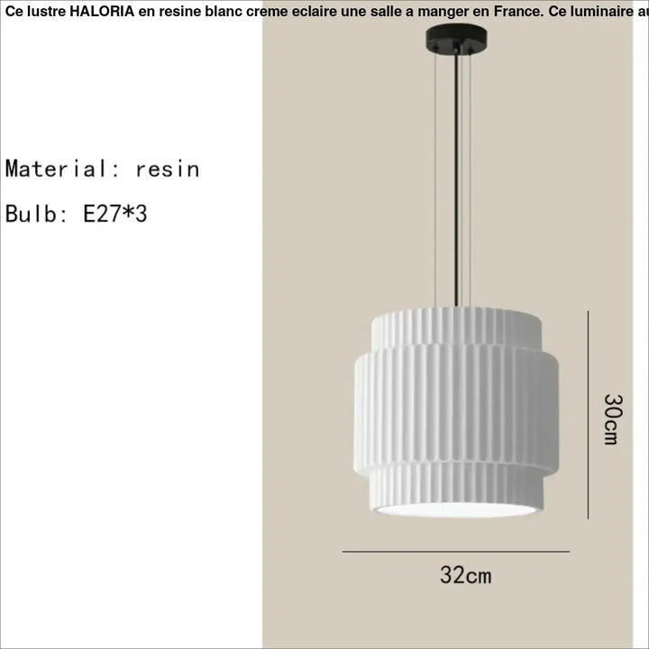 Suspension luminaire crebia en résine blanche avec design moderne à étages et suspension en métal noir