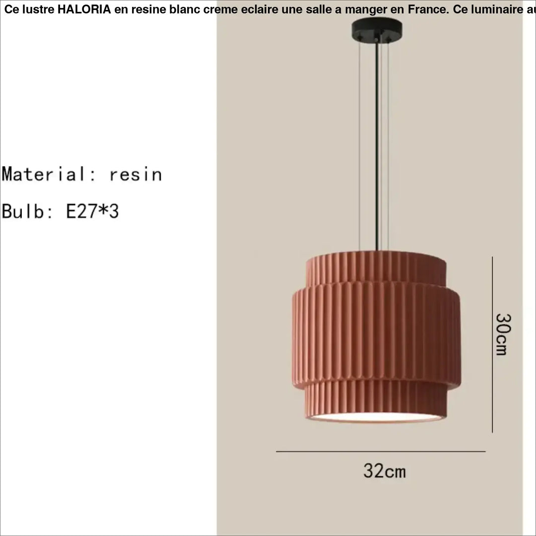 Suspension luminaire crebia en résine terracotta à design cannelé à étages avec suspension en métal noir