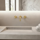 Robinet de lavabo encastré or brossé