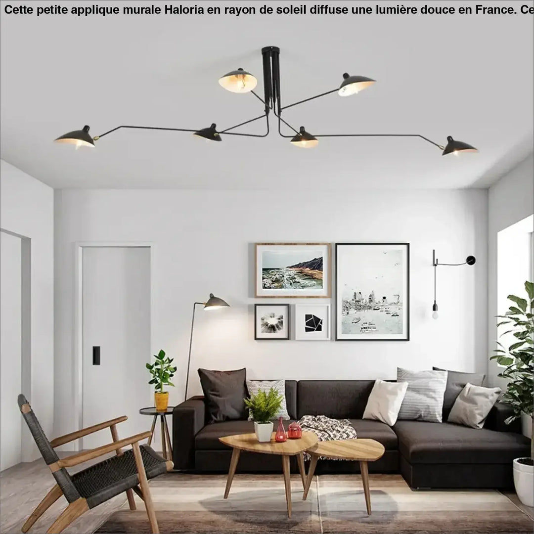 Suspension Plafond Industrielle Noire À Trois Bras Orientables

