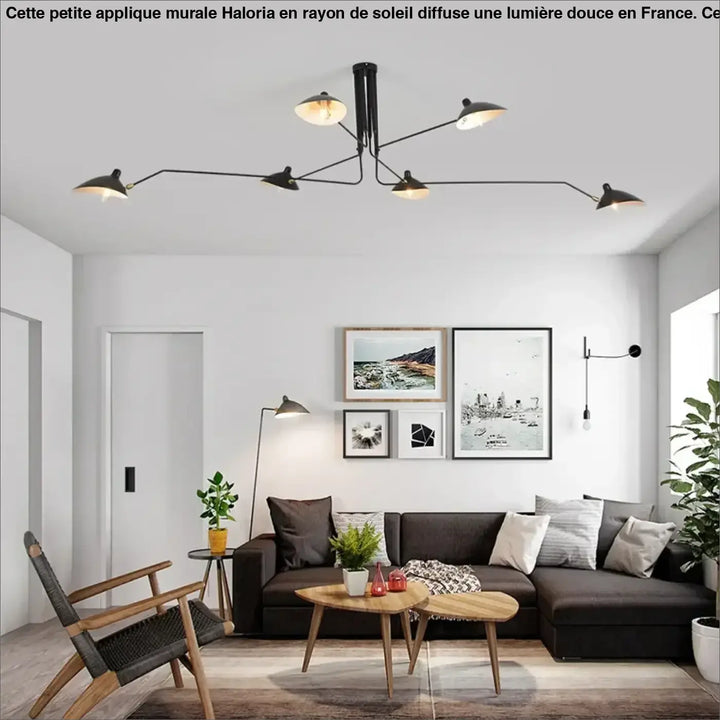Suspension Plafond Industrielle Noire À Trois Bras Orientables

