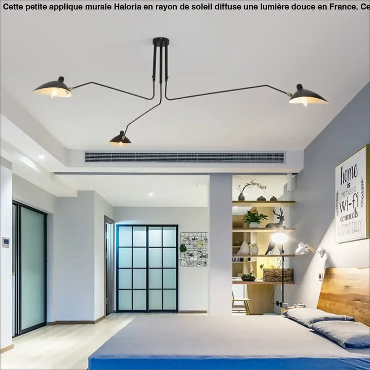 Suspension Plafond Industrielle Noire À Trois Bras Orientables

