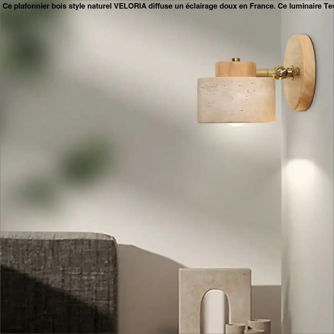 Applique murale bois béton design moderne naturel jaune chic