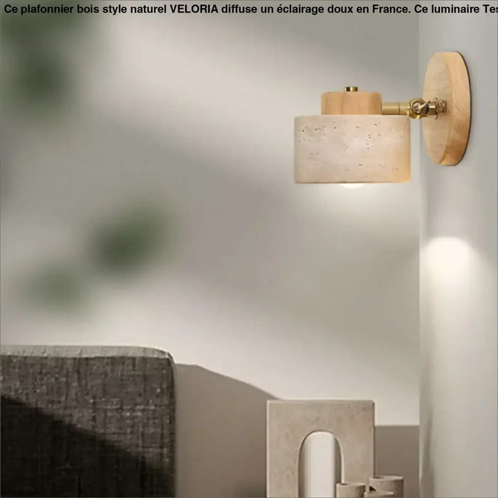 Applique murale bois béton design moderne naturel jaune chic