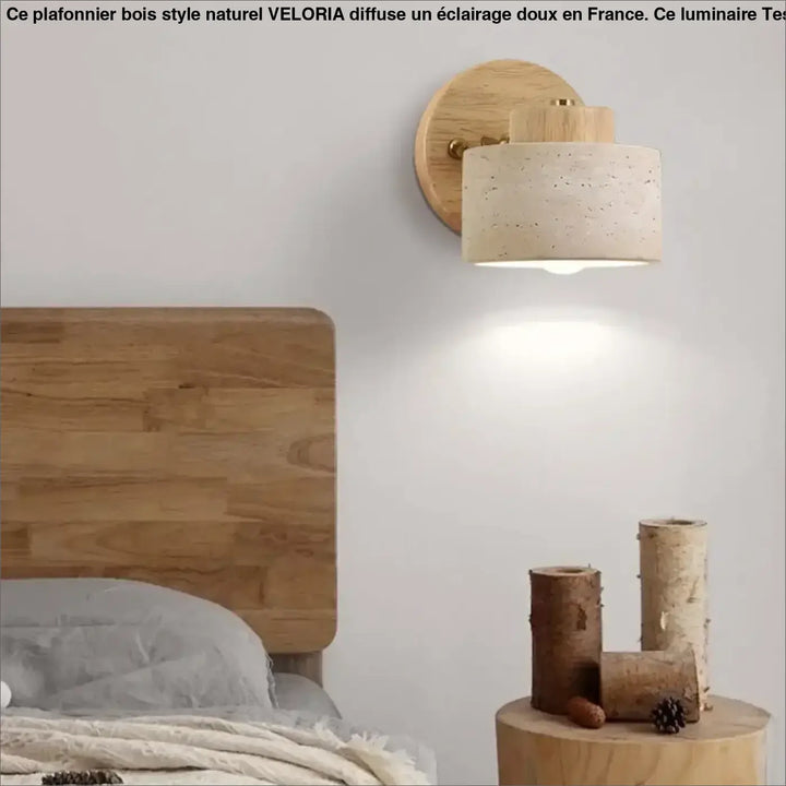 Applique murale bois béton design moderne naturel jaune chic